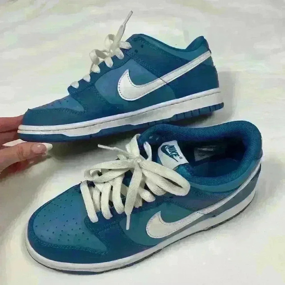Nike Dunk Low Dark Marina Blue White Sneakers Shoes size 7Y - Picture 4 of 7